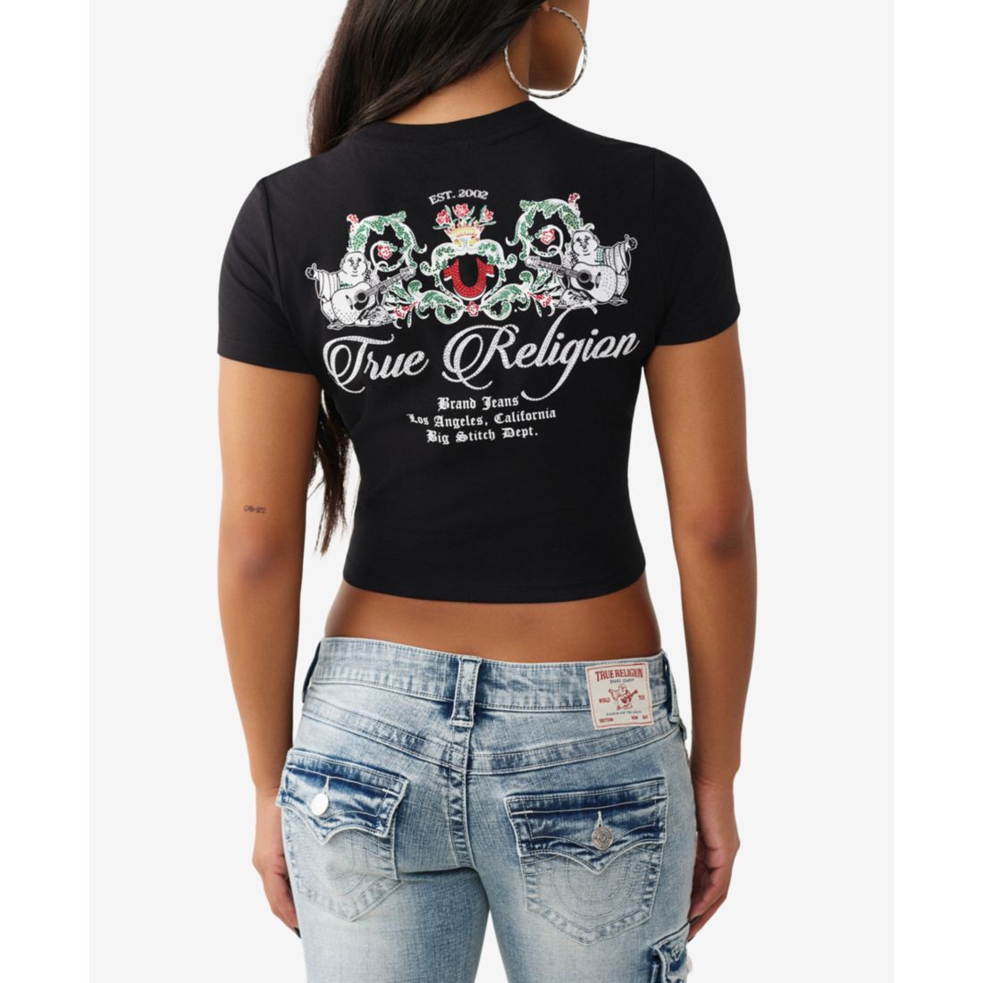 True Religion Women's Crystal Buddha Baby T-Shirt