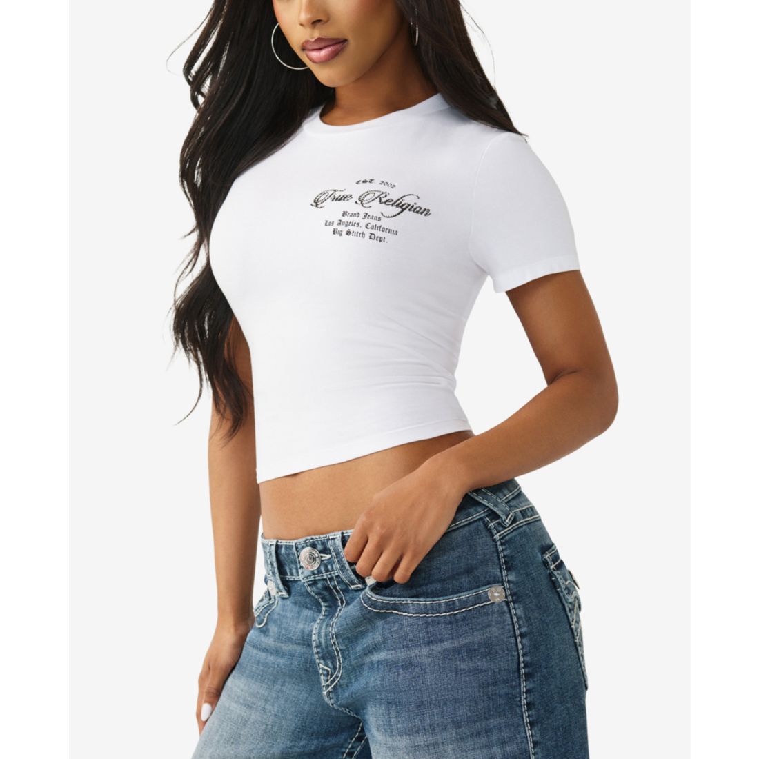 True Religion Women's Crystal Buddha Baby T-Shirt