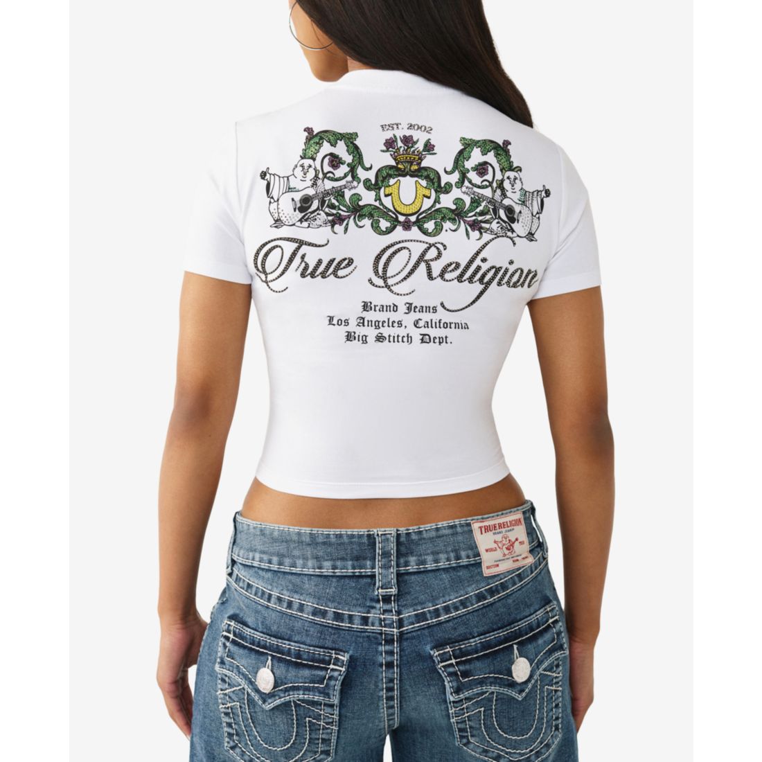 True Religion Women's Crystal Buddha Baby T-Shirt