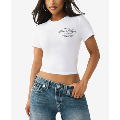True Religion Women's Crystal Buddha Baby T-Shirt