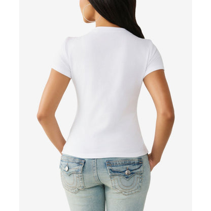 True Religion Women's Crystal Classic Crew Neck T-Shirt