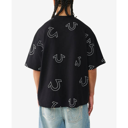 True Religion Men's Short-Sleeve Horseshoe Print Oversized T-Shirt