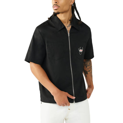 True Religion Men's Full-Zip Short-Sleeve Shirt