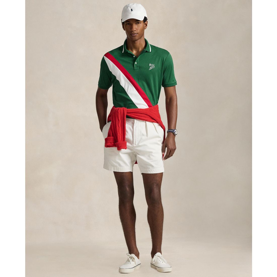 Polo Ralph Lauren Men's Striped Piecing Short-Sleeve Polo Shirt