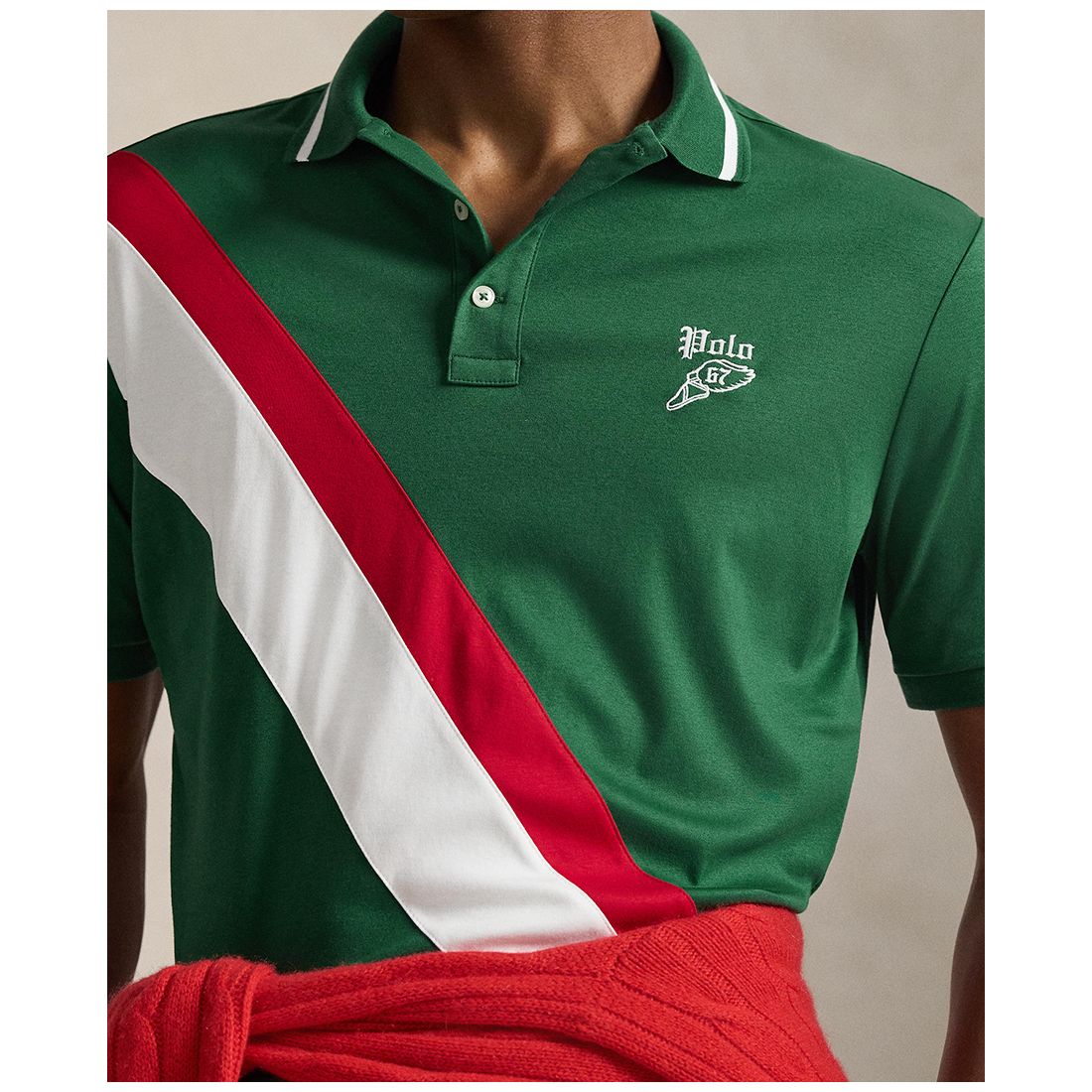 Polo Ralph Lauren Men's Striped Piecing Short-Sleeve Polo Shirt