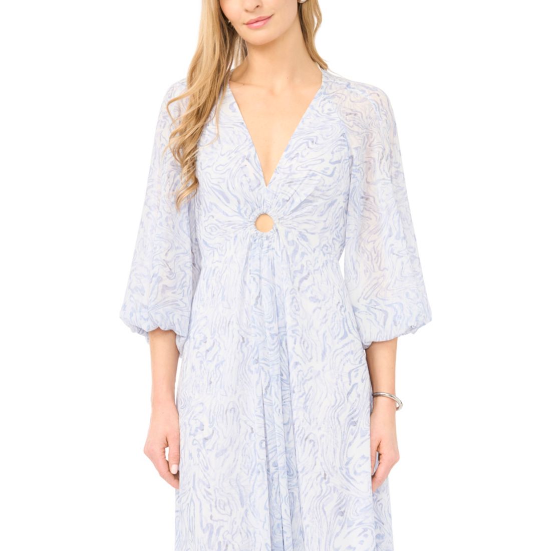 Parker Women's Balloon-Sleeve Twist-Front Maxi Dress