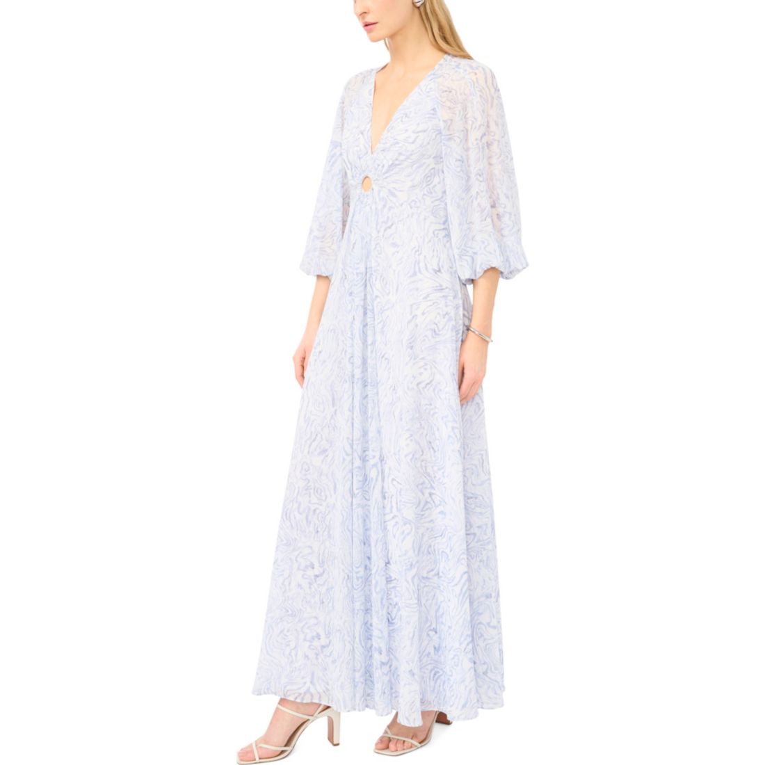 Parker Women's Balloon-Sleeve Twist-Front Maxi Dress