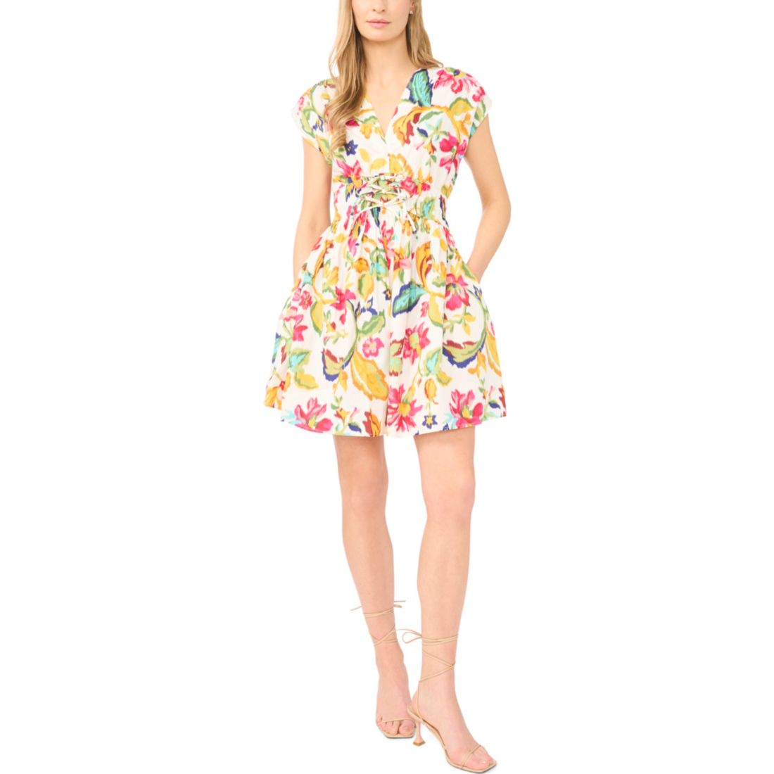 CeCe Women's V-Neck Multi Tie Mini Dress