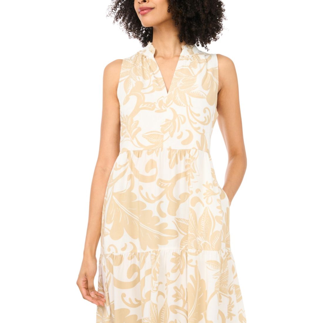 Vince Camuto Women's V-Neck Tiered Maxi Dress