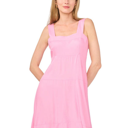 Vince Camuto Women's Challis Square-Neck Smocked-Back Sleeveless Maxi Dress