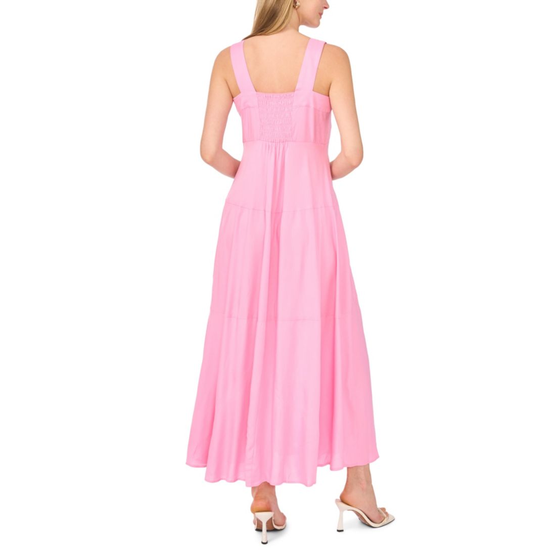 Vince Camuto Women's Challis Square-Neck Smocked-Back Sleeveless Maxi Dress
