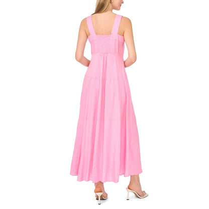 Vince Camuto Women's Challis Square-Neck Smocked-Back Sleeveless Maxi Dress