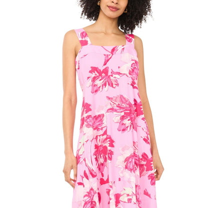 Vince Camuto Women's Floral Square-Neck Smocked-Back Sleeveless Maxi Dress