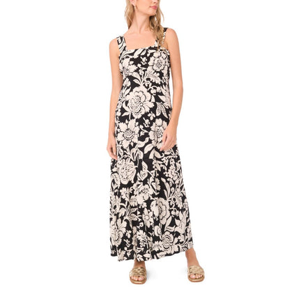 Vince Camuto Women's Floral Square-Neck Smocked-Back Sleeveless Maxi Dress
