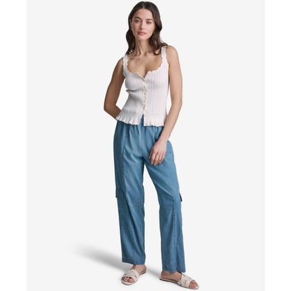 Bcbg Women's Ribbed Button-Front Scoop Neck Tank Top