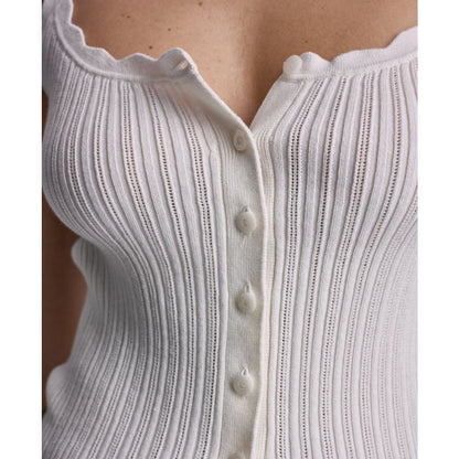 Bcbg Women's Ribbed Button-Front Scoop Neck Tank Top