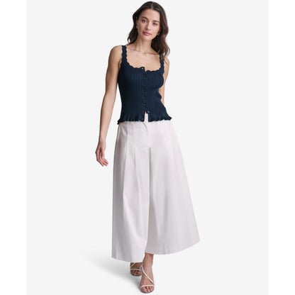 Bcbg Women's Ribbed Button-Front Scoop Neck Tank Top