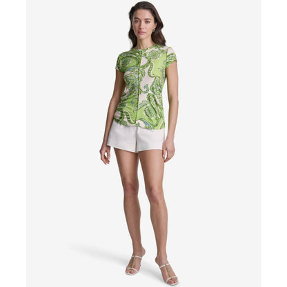 Bcbg Women's Paisley Print Crewneck Cap-Sleeve Top