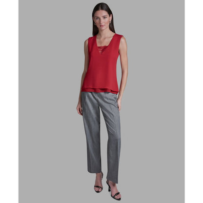 Bcbg Women's V-Neck Lace Detail Pull-On Top