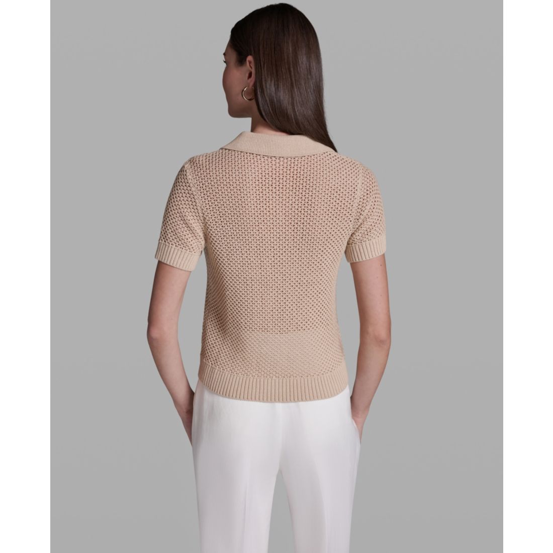 Bcbg Women's Short-Sleeve Button Front Collared Polo Top