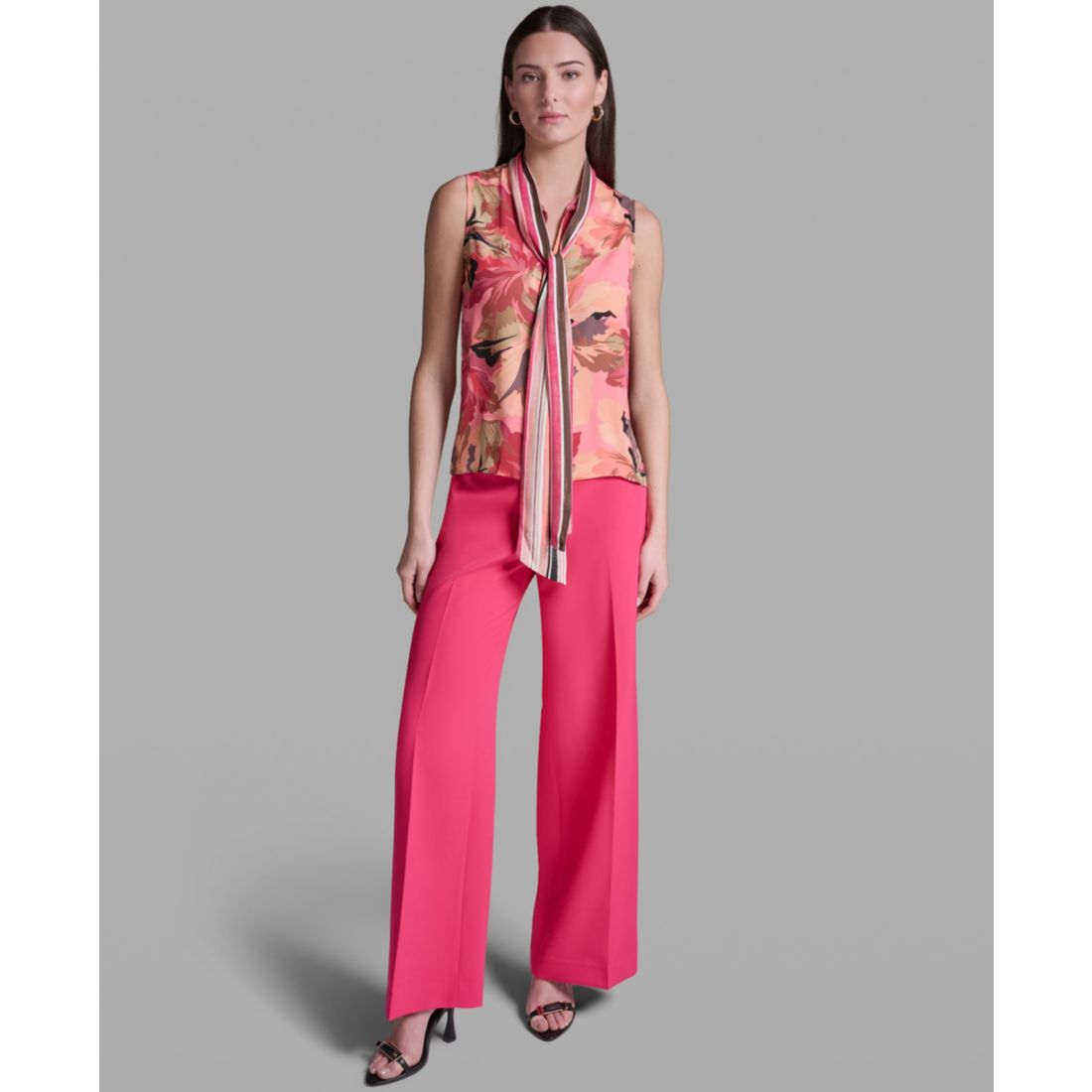 Bcbg Women's Printed Tie-Neck Sleeveless Top