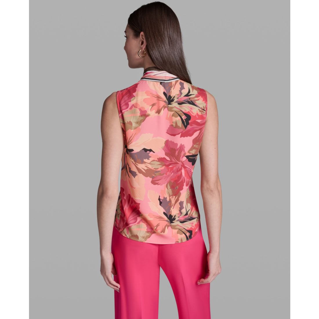 Bcbg Women's Printed Tie-Neck Sleeveless Top