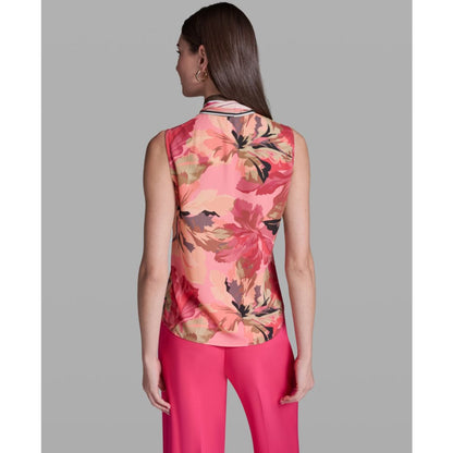 Bcbg Women's Printed Tie-Neck Sleeveless Top