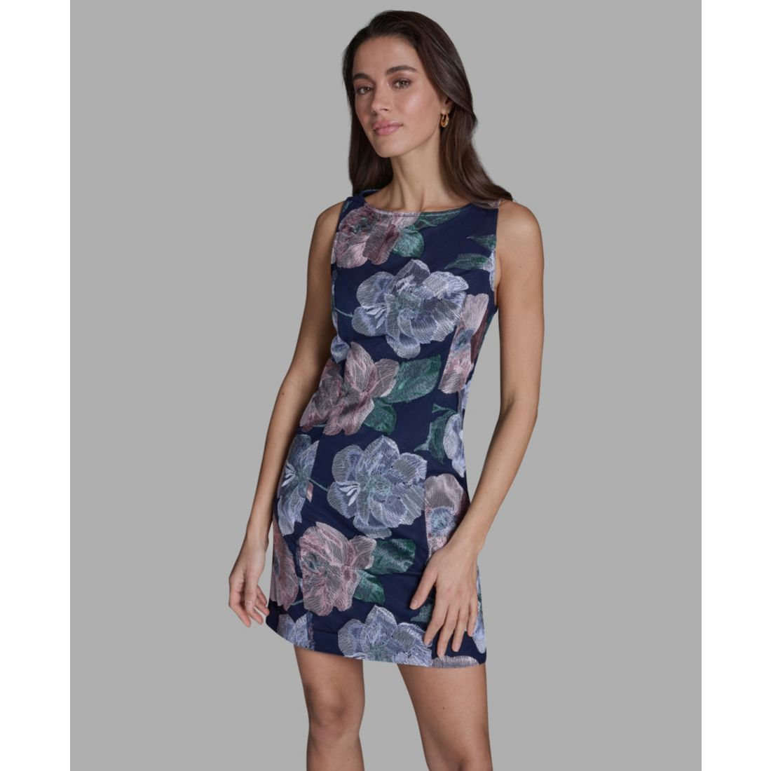 Bcbg Women's Embroidered Boat Neck Mini Dress