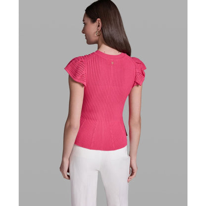 Bcbg Women's Short-Sleeve Crewneck Peplum Top