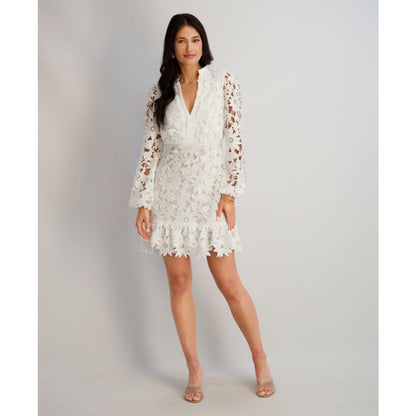 kensie Women's Heavy Floral-Lace Long-Sleeve Mini Dress