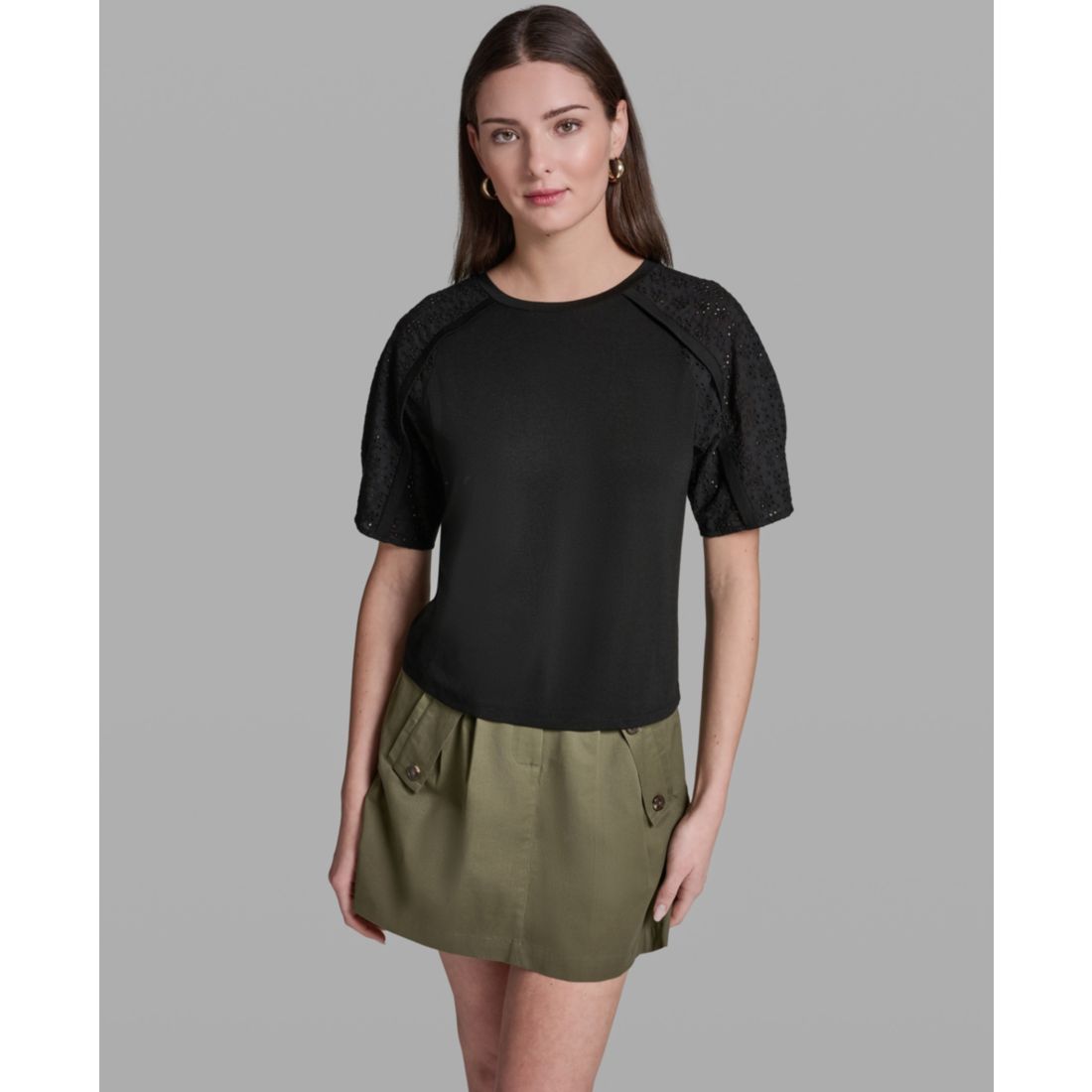 Bcbg Women's Short-Sleeve Crew Neck Top