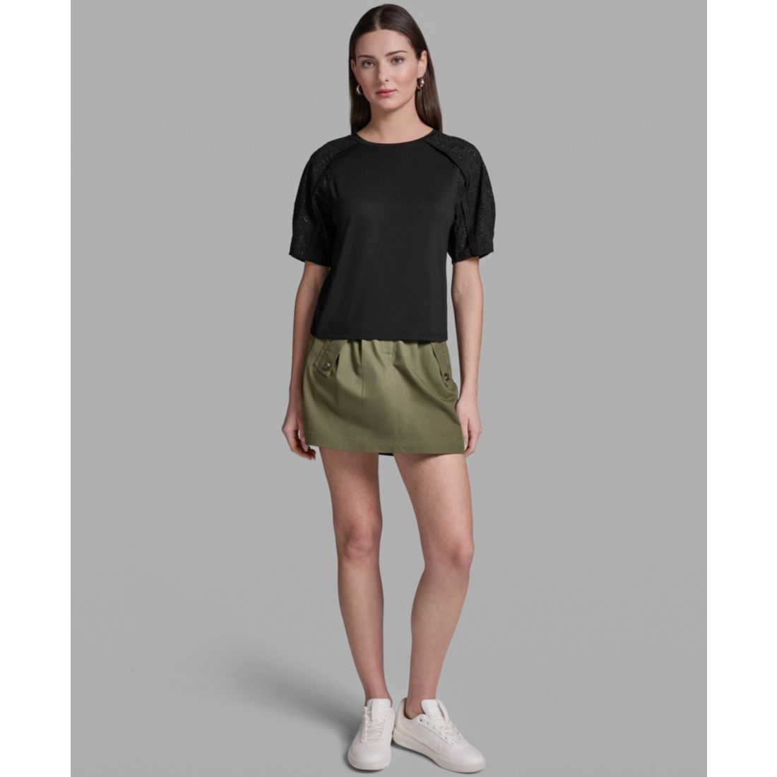 Bcbg Women's Short-Sleeve Crew Neck Top