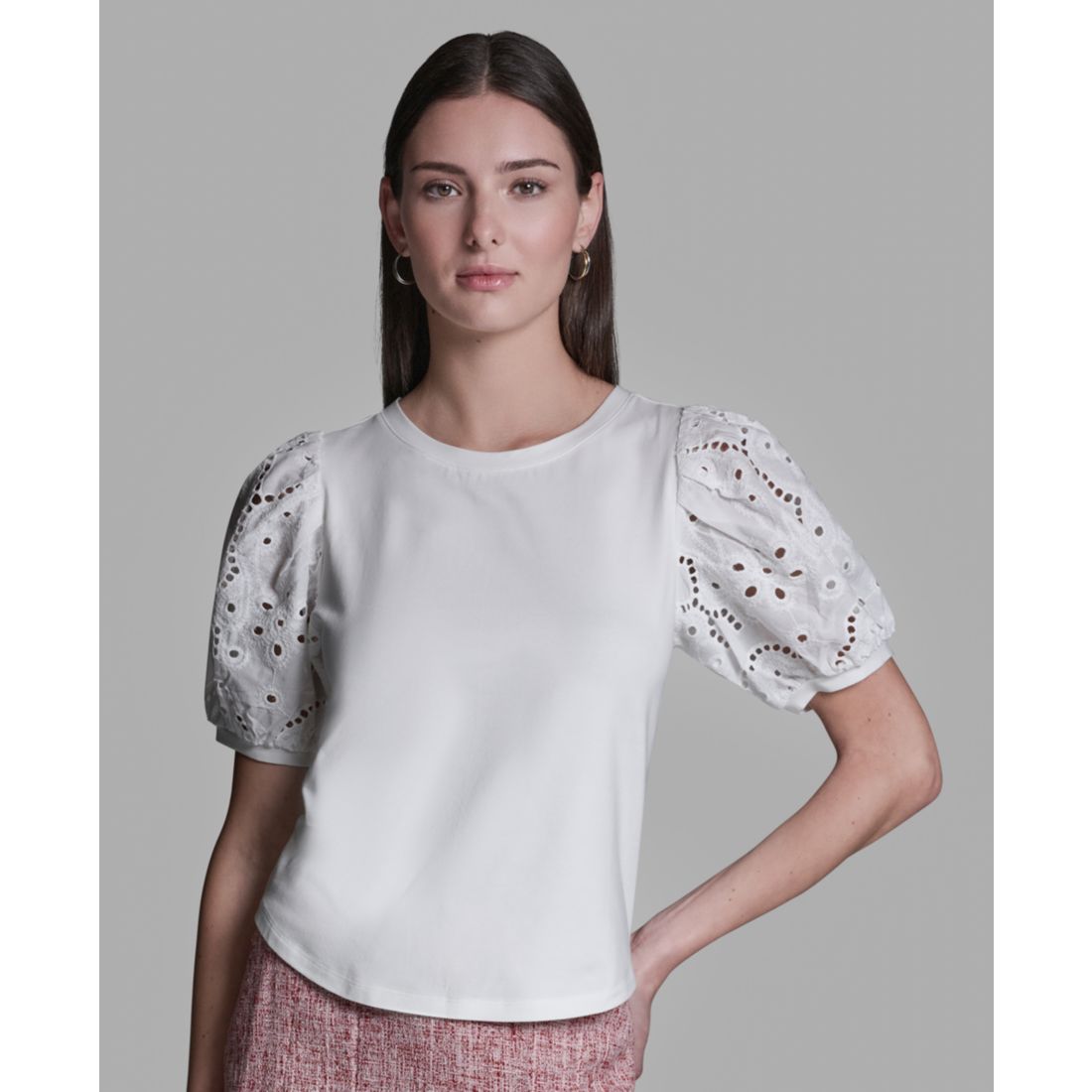 Bcbg Women's Crewneck Puff-Sleeve T-Shirt