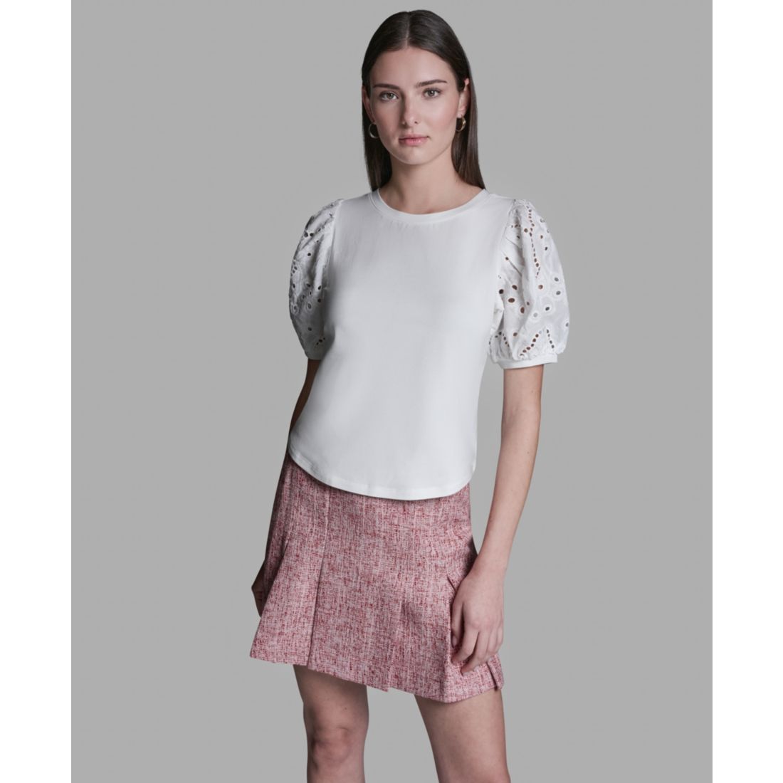 Bcbg Women's Crewneck Puff-Sleeve T-Shirt