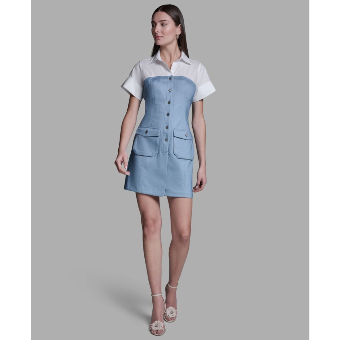 Bcbg Women's Collared Neck Short-Sleeve Mini Dress