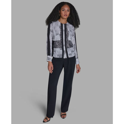 Bcbg Women's Printed Lace Crewneck Long-Sleeve Top