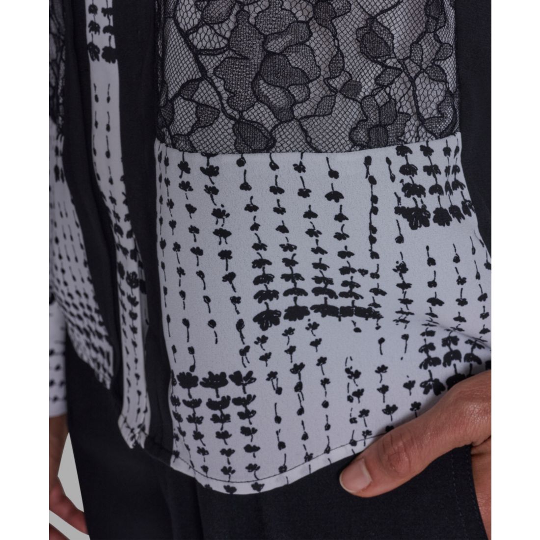 Bcbg Women's Printed Lace Crewneck Long-Sleeve Top
