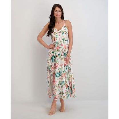 Siena Women's Printed Chiffon V-Neck Dress