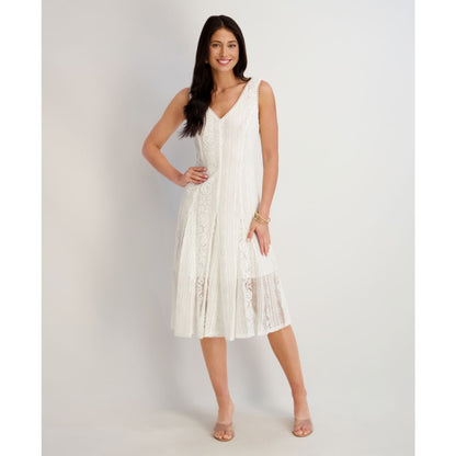 kensie Women's V-Neck Floral Lace Midi Dress