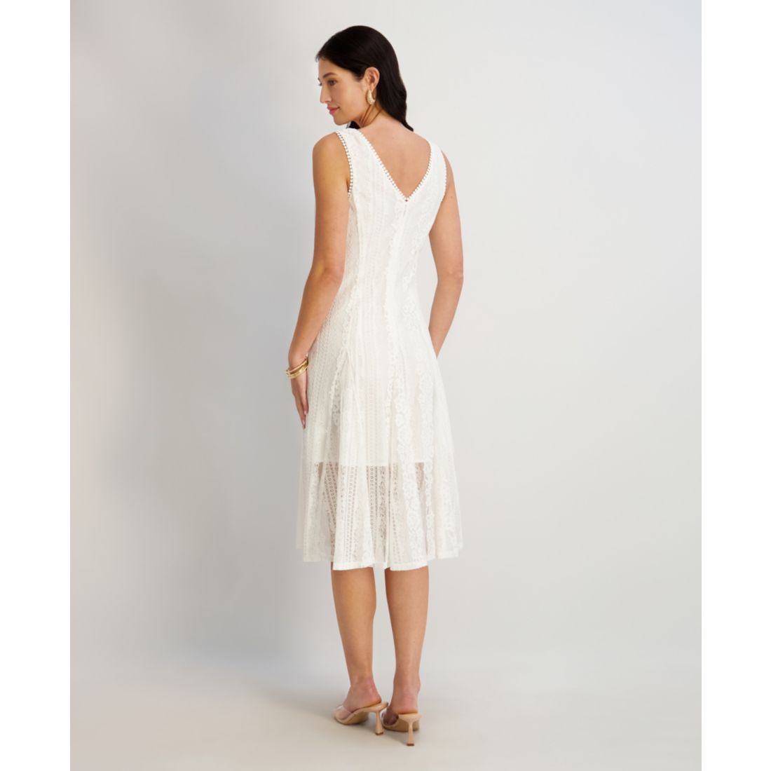 kensie Women's V-Neck Floral Lace Midi Dress