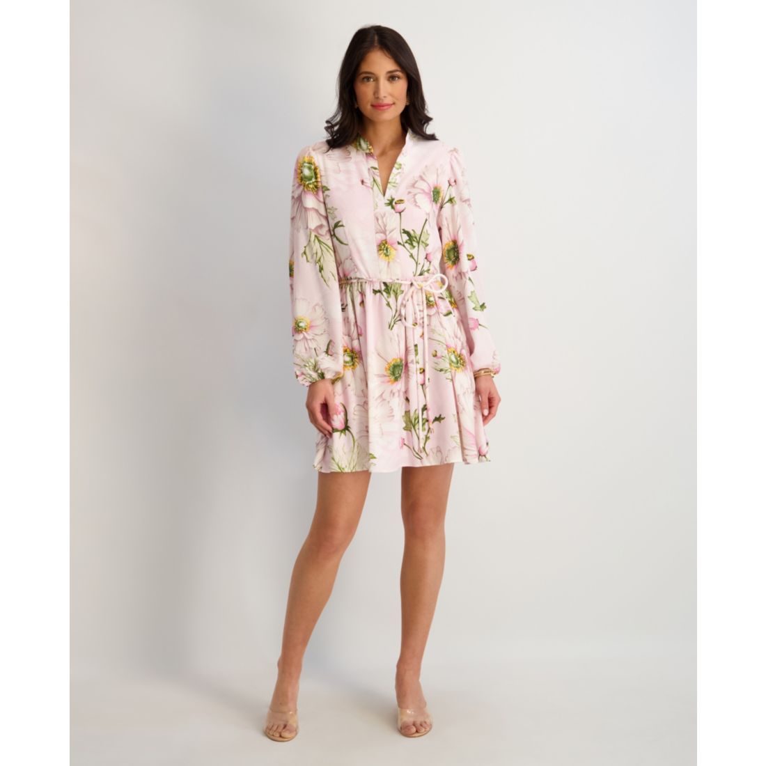 kensie Women's Textured Woven V-Neck Dress