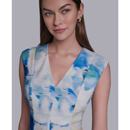 Halston Women's V-Neck Cap-Sleeve Midi Dress