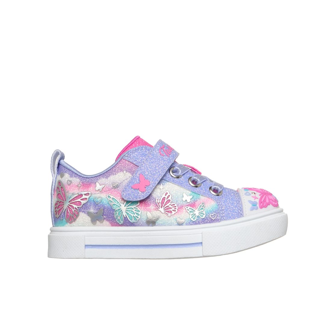 Skechers Toddler Girls Twinkle Toes: Twinkle Sparks - Butterfly Sky Light-Up Fastening Strap Lifestyle Sneakers from Finish Line - Lavender, Multi