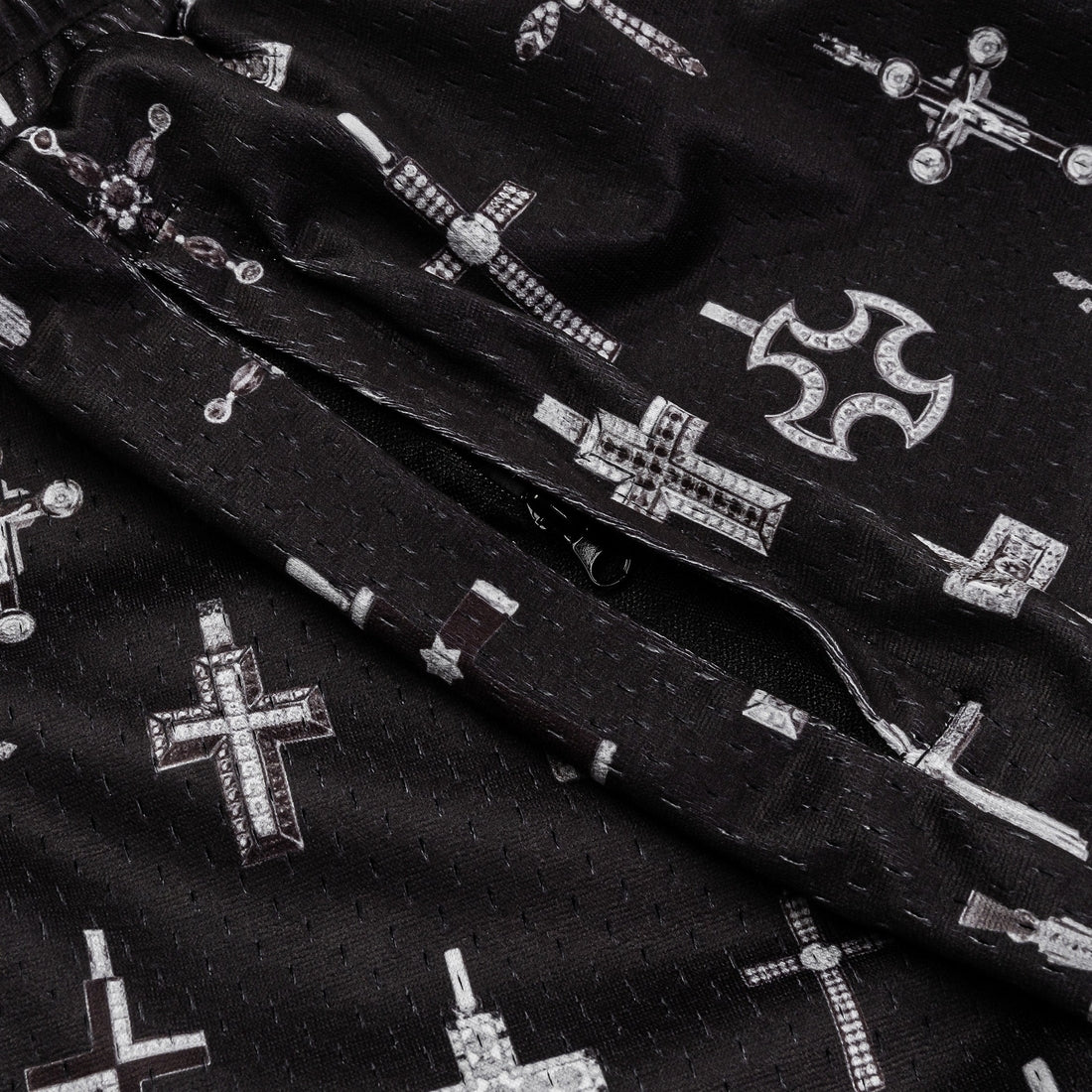 All Over Print Crosses Mesh Mens Shorts
