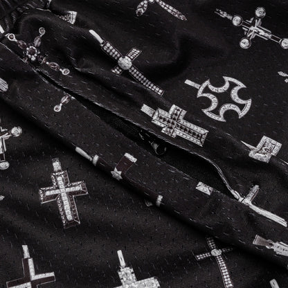 All Over Print Crosses Mesh Mens Shorts
