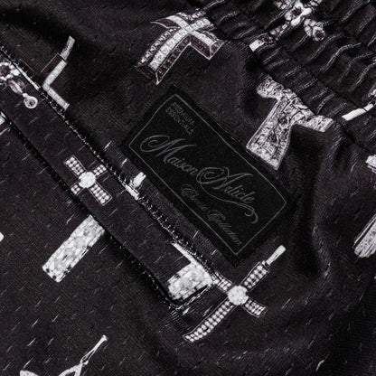 All Over Print Crosses Mesh Mens Shorts