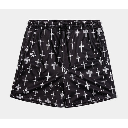All Over Print Crosses Mesh Mens Shorts