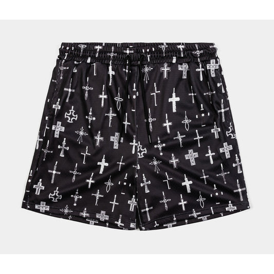 All Over Print Crosses Mesh Mens Shorts