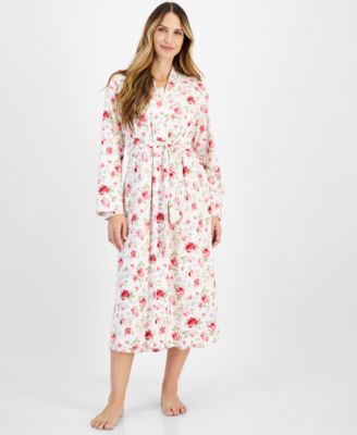 Women's Cotton Floral Long Robe, Created for Macy's