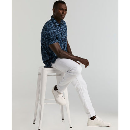 Perry Ellis Men's Floral Print Short Sleeve Linen Blend Shirt